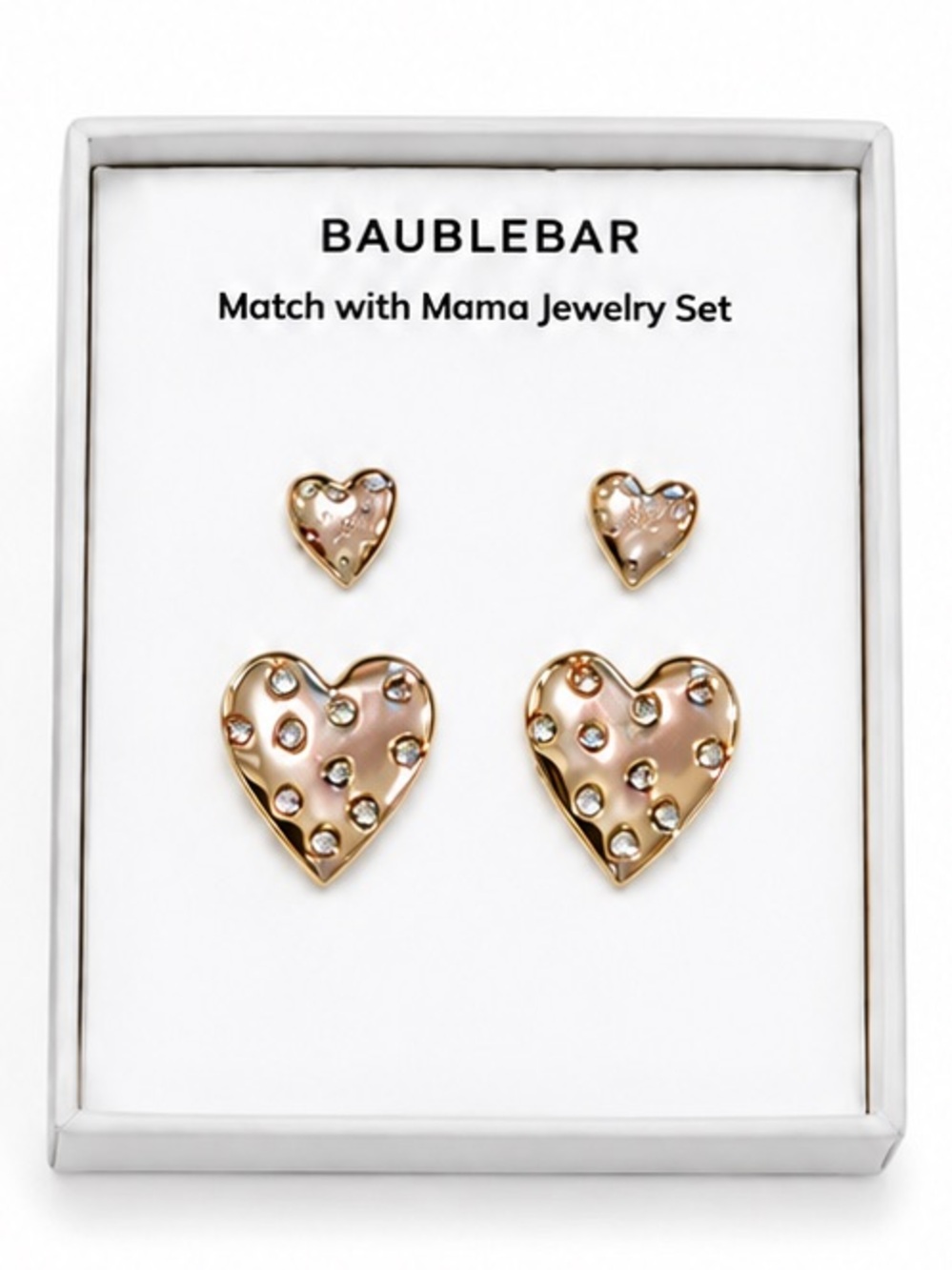 NWT BaubleBar Match with Mama Heart Stud Earrings Mom & Daughter Gift Set